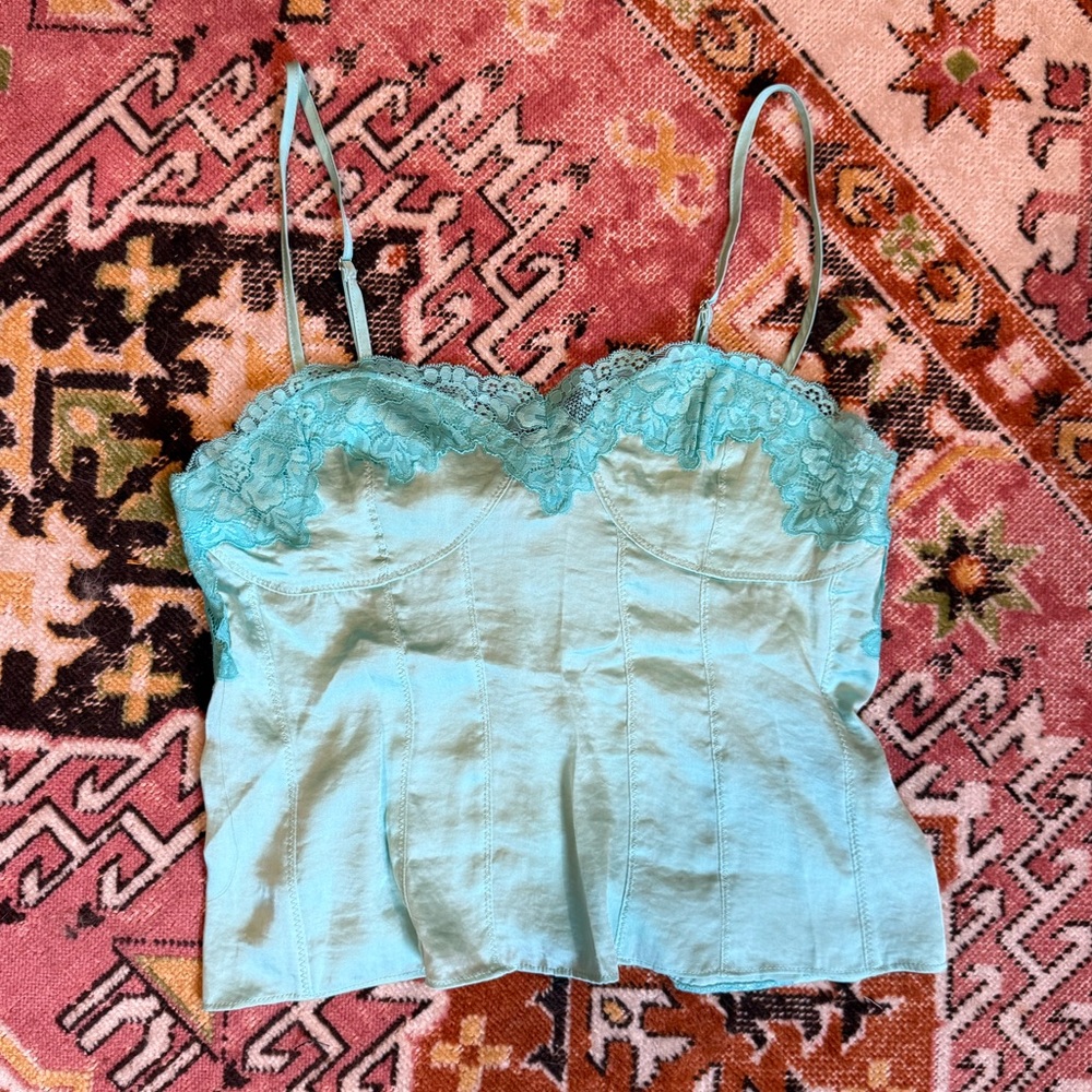 FP Blue Lace Camisole Tank Top